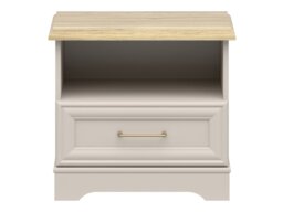 Bedside Cabinet Bedroom Nightstand 1 Drawer Side Table Shelf Shaker Style Cashmere Beige and Mauvelle Oak - Anga - thumbnail 2