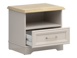 Bedside Cabinet Bedroom Nightstand 1 Drawer Side Table Shelf Shaker Style Cashmere Beige and Mauvelle Oak - Anga - thumbnail 4