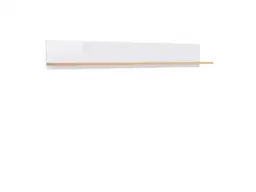 Small Wall Mounted Shelf Modern White Gloss Wall Hung Storage Panel Floating Oak Shelf 135cm - Zele - thumbnail 4