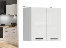 Kitchen Wall Cabinet 600mm Unit Modern 2 Door Cupboard Chalk White Gloss 60cm Storage – Junona