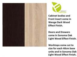 Kitchen Cabinet Set 220cm Cupboards Set of 6 Base and Wall Units Wenge and Sonoma Oak Effect Junona - thumbnail 3