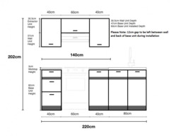 Kitchen Cabinet Set 220cm Cupboards Set of 6 Base and Wall Units Wenge and Sonoma Oak Effect Junona - thumbnail 2