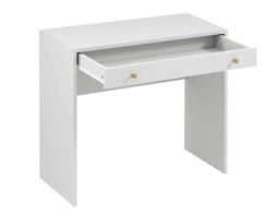 Small Desk for Bedroom White Narrow Slim Drawer Storage 90cm Compact Unit Gold Handles - Rel - thumbnail 3
