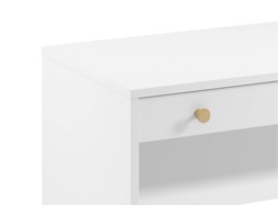 Small Desk for Bedroom White Narrow Slim Drawer Storage 90cm Compact Unit Gold Handles - Rel - thumbnail 4