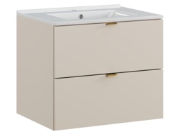 Bathroom Vanity Unit with Basin 600mm Beige Floating Wall Cabinet with Drawers Cashmere Slab Front - Dalia - thumbnail 4