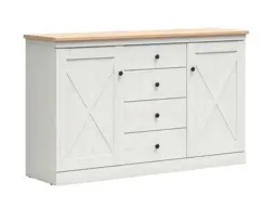 Sideboard Drawers Cabinet Shabby Chic White Washed Scandi Furniture Storage Dresser White Pine Oak Finish - Frija - thumbnail 4