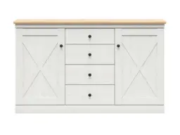 Sideboard Drawers Cabinet Shabby Chic White Washed Scandi Furniture Storage Dresser White Pine Oak Finish - Frija - thumbnail 3