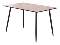 Small Kitchen Table 4 Seater Narrow Dining Table Natural Wood Effect Top Black Legs Scandi Modern – Tom - thumbnail 4