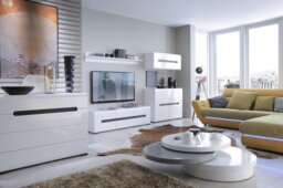 White Gloss Chest of Drawers Large Wide Modern Bedroom Lounge Storage Brown or Black Gloss Inserts 105cm - Azteca - thumbnail 4
