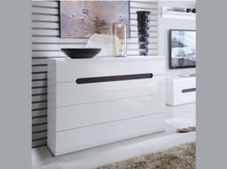 White Gloss Chest of Drawers Large Wide Modern Bedroom Lounge Storage Brown or Black Gloss Inserts 105cm - Azteca - thumbnail 3