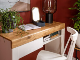 White Gloss Desk Small Dressing Table 106cm Vanity with Drawer Home Office Study Scandi Bedroom Console - Holten - thumbnail 3