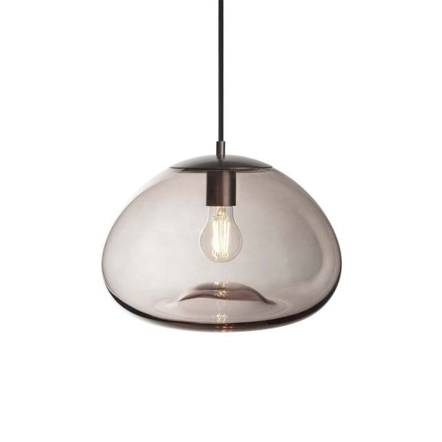 Industville - Preston Smoked Glass Mushroom Pendant Light - Mocha - image 1