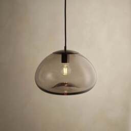 Industville - Preston Smoked Glass Mushroom Pendant Light - Mocha - thumbnail 4