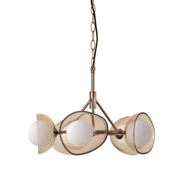 Industville - Dulwich Glass Layered Chandelier Light - 20 Inch - Mocha - Bronze - image 1