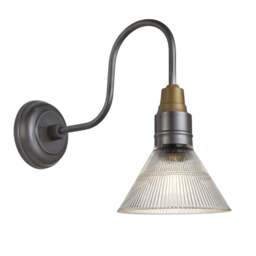 Industville - Swan Neck Glass Funnel Wall Light - 7 Inch