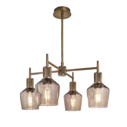 Industville - Henley 4 Arm Pendant Light -  Glass Schoolhouse 5.5 Inch - thumbnail 1