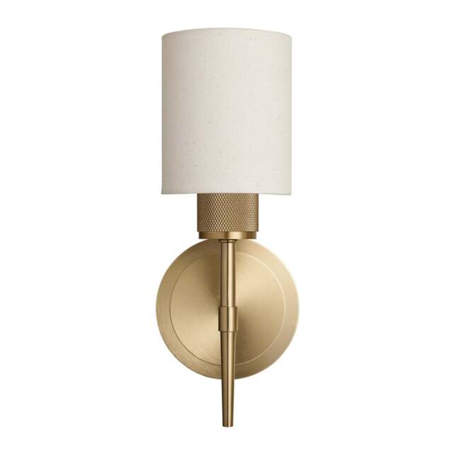 Industville - Knurled Cylinder Torch Wall Light -  Light Natural Cotton - Brass - image 1