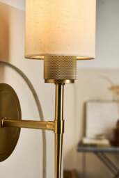 Industville - Knurled Cylinder Torch Wall Light -  Light Natural Cotton - Brass - thumbnail 5