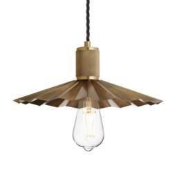 Industville - Knurled Pleated Slope Pendant Light - 12 Inch - Brass - thumbnail 1