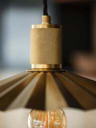 Industville - Knurled Pleated Slope Pendant Light - 12 Inch - Brass - thumbnail 4