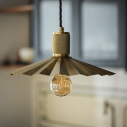 Industville - Knurled Pleated Slope Pendant Light - 12 Inch - Brass - thumbnail 3