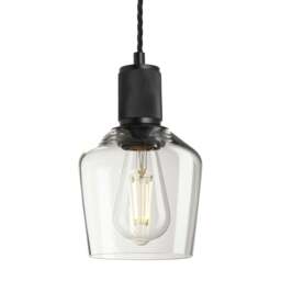 Industville - Ribbed Glass Schoolhouse Pendant - 5.5 Inch - Black Holder - thumbnail 1