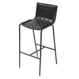Industville - Berkley Black Metal Bar Stool - Black Leather - thumbnail 1