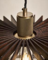 Industville - Rift Slatted Wooden Drum Pendant Light - Dark - thumbnail 4