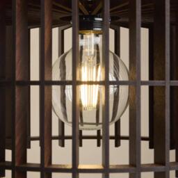 Industville - Rift Slatted Wooden Drum Pendant Light - Dark - thumbnail 6