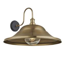 Industville - Swan Neck Outdoor & Bathroom Giant Hat Wall Light - 21 Inch – Brass - thumbnail 1