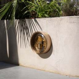 Industville - Bulkhead Outdoor & Bathroom Round Wall Light - Hammered Glass - thumbnail 3