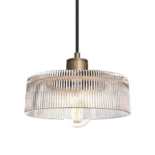 Industville - Albany Glass Ribbed Dish Pendant Light - 8 Inch - Clear - image 1