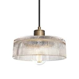 Industville - Albany Glass Ribbed Dish Pendant Light - 8 Inch - Clear - thumbnail 1