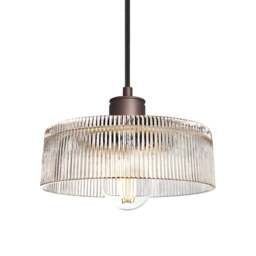 Industville - Albany Glass Ribbed Dish Pendant Light - 8 Inch - Clear - thumbnail 3