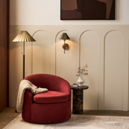 Industville - Wycombe Umbrella Pleated Floor Lamp - Brass - thumbnail 5