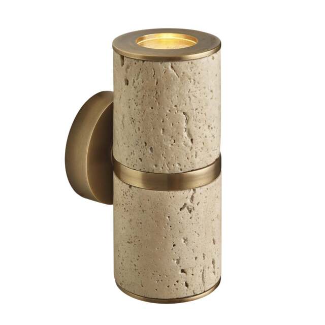 Industville - Travertine Outdoor & Bathroom Up Down Spot Light - Brass - image 1