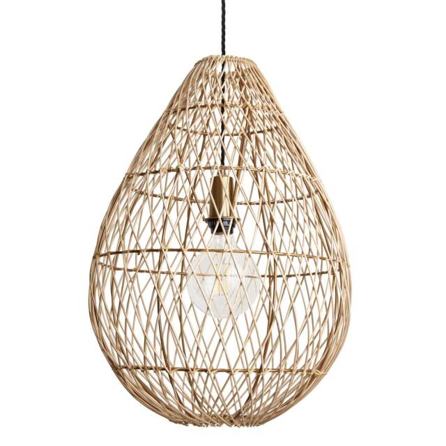 Industville - Coastal Rattan Ceiling Pendant Light - 16 inch - Drop - image 1