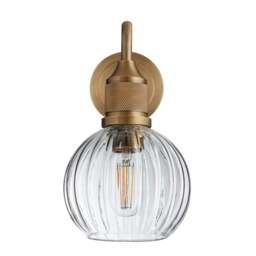 Industville - Noho Glass Ribbed Globe Swan Neck Wall Light - 6 Inch - thumbnail 5