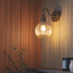 Industville - Noho Glass Ribbed Globe Swan Neck Wall Light - 6 Inch - thumbnail 4
