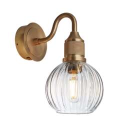 Industville - Noho Glass Ribbed Globe Swan Neck Wall Light - 6 Inch - thumbnail 1