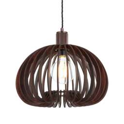 Industville - Rift Slatted Wooden Mushroom Wooden Pendant Light - Dark - thumbnail 4