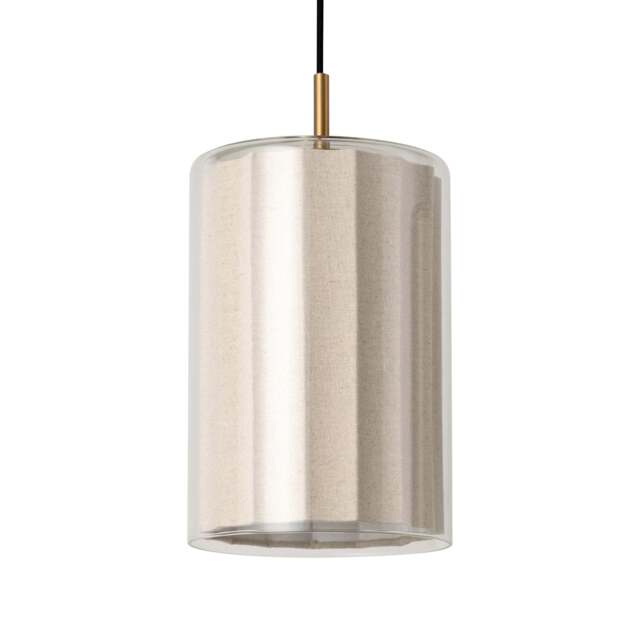 Industville - Bude Cylinder Linen Pendant Light - Clear Glass - image 1