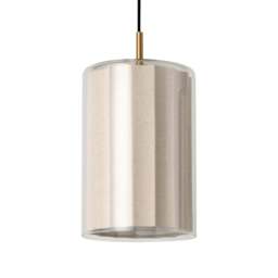 Industville - Bude Cylinder Linen Pendant Light - Clear Glass - thumbnail 1