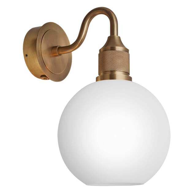 Industville - Noho Glass Globe Swan Neck Wall Light - 7 Inch - Opal - image 1