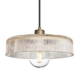 Industville - Albany Glass Ribbed Dish Pendant Light - 12 Inch - Clear - thumbnail 1