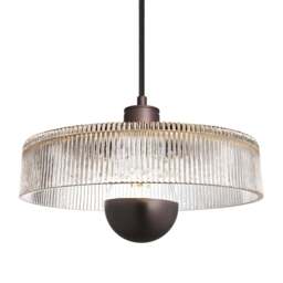 Industville - Albany Glass Ribbed Dish Pendant Light - 12 Inch - Clear - thumbnail 6
