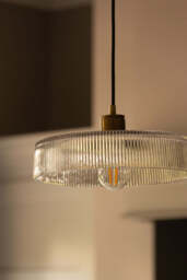 Industville - Albany Glass Ribbed Dish Pendant Light - 12 Inch - Clear - thumbnail 5