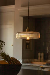Industville - Albany Glass Ribbed Dish Pendant Light - 12 Inch - Clear - thumbnail 3