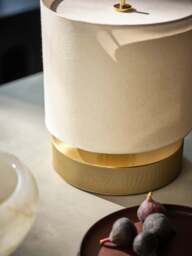Industville - Knurled Round Table Lamp - Brass - Drum - Natural Cotton - thumbnail 4