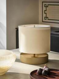 Industville - Knurled Round Table Lamp - Brass - Drum - Natural Cotton - thumbnail 3
